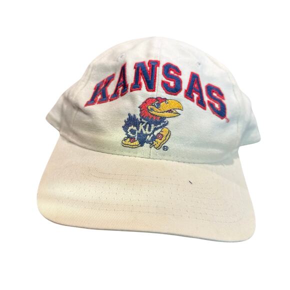 Kansas University KU Jayhawks Vintage 90s Nu Image Snapback Cap Hat White - Picture 1 of 3